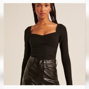 Abercrombie & Fitch Black Long Sleeve Corset Top